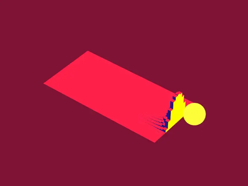 Abstract animation of ball rolling through force field